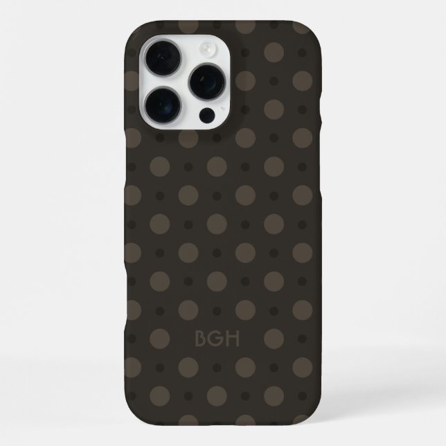 Modern Warm Gray Dots Pattern Custom Name Initials iPhone Case (Back)
