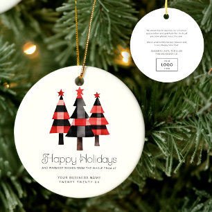 Modern Warm Plaid Christmas Trees Simple Business Ceramic Ornament
