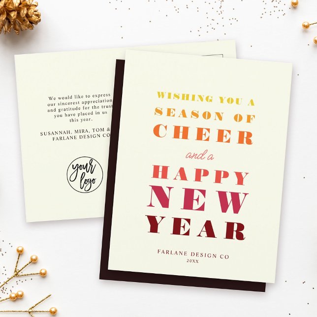 Modern Warm Rainbow Bold Season New Year Holiday Postcard (Creator Uploaded)
