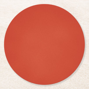 Modern Warm Red Grainy Texture Round Paper Coaster