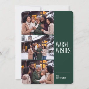 Modern Warm Wishes Multi Photo Holiday Card