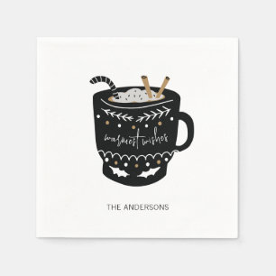 Modern Warmest Wishes Hot Cocoa Holiday Napkin