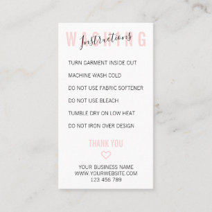 Modern Washing Care Instruction Apparel Clothing Business Card
