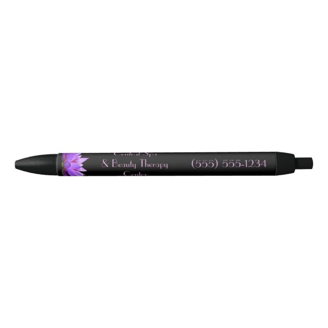 Modern Water Lily Lotus Flower Spa Salon Black Ink Pen (Front)