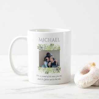 Modern Watercolor 2 Photos Husband Father's Day Coffee Mug