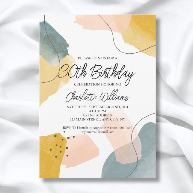 Modern Watercolor 30th Birthday Party Invitation (Modern Watercolor 30th Birthday Party Invitation
)
