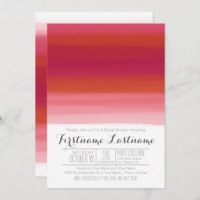 Modern Watercolor Abstract Bridal Shower Invitation (Front/Back)