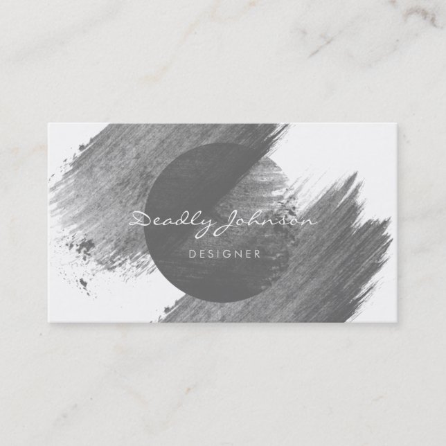 Modern Watercolor Abstract Elegant Black White Business Card (Front)