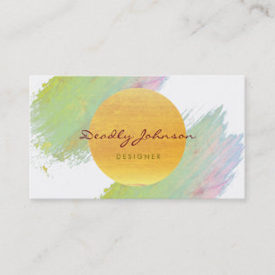 Modern Watercolor Abstract Elegant Green Yellow Business Card