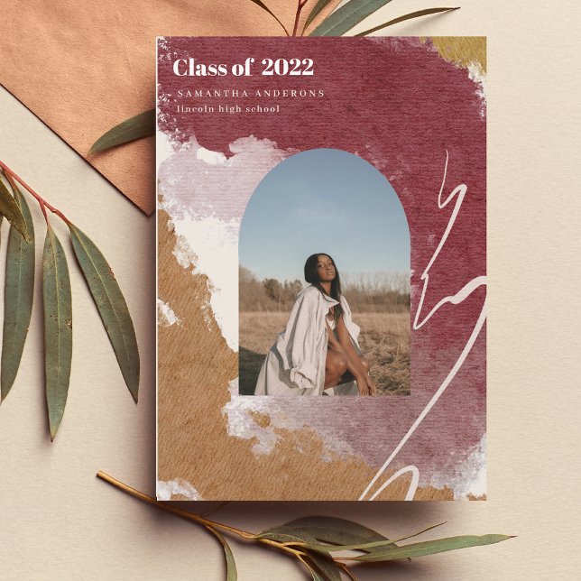 Modern Watercolor Abstract Graduate Photo Invitation (Creator Uploaded)