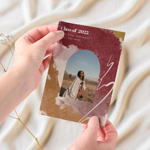 Modern Watercolor Abstract Graduate Photo  Vellum Invitations