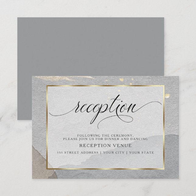 Modern Watercolor Abstract Granite Invitation (Front/Back)