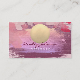 Modern Watercolor Abstract Paint Pink Orange Business Card