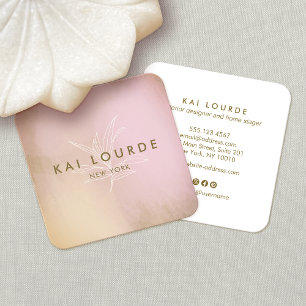Modern Watercolor Abstract Square Business Card