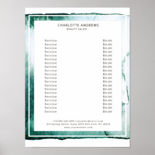 Modern Watercolor Abstract White Green Poster