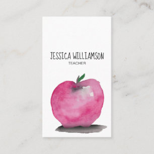Modern Watercolor APPLE Teacher Business Card