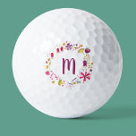 Modern Watercolor Autumn Flower Monogram Golf Balls<br><div class="desc">Watercolor painting of autumn hedgerow wild flowers.
Customise by changing the initial.</div>