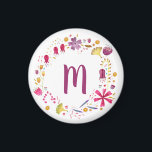 Modern Watercolor Autumn Flower Monogram Magnet<br><div class="desc">Watercolor painting of autumn hedgerow wild flowers.
Customise by changing the initial.</div>
