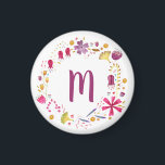Modern Watercolor Autumn Flower Monogram Magnet<br><div class="desc">Watercolor painting of autumn hedgerow wild flowers.
Customise by changing the initial.</div>