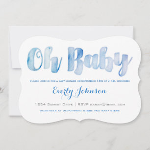 Modern Watercolor Baby Boy Shower Invitations