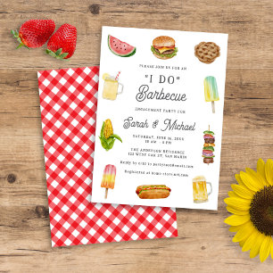 Modern Watercolor Barbecue BBQ Engagement Party Invitation