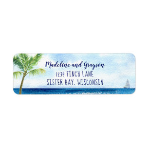 Modern Watercolor Beach Return Address Label