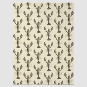 Modern Watercolor Beige Cream Lobster Pattern Tissue Paper