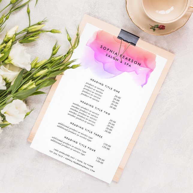 Modern Watercolor Blot | Pricing & Services Flyer (Creator Uploaded)