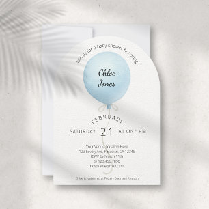 Modern Watercolor Blue Balloon Baby Shower Invitation
