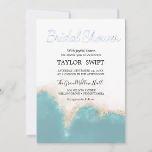Modern Watercolor Blue Bridal Shower Invitation