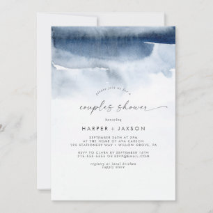 Modern Watercolor   Blue Couples Shower Invitation
