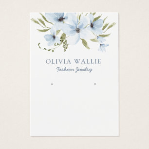 Modern watercolor blue floral earring display card