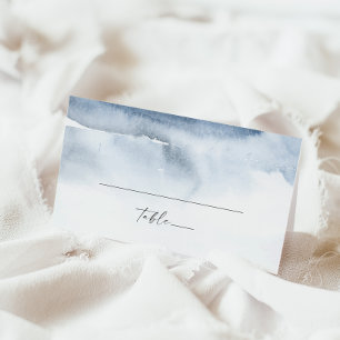 Modern Watercolor   Blue Folded Wedding Place Card