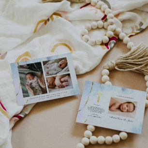 Modern Watercolor   Blue & Gold Baptism