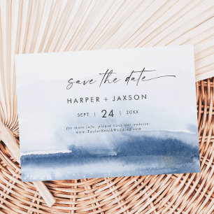 Modern Watercolor   Blue Horizontal Save The Date