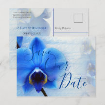 Modern Watercolor Blue Orchid Floral Wedding