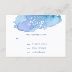 Modern Watercolor Blue Teal Turquoise RSVP Wedding Card