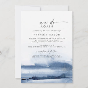 Modern Watercolor   Blue We Do Again Vow Renewal Invitation