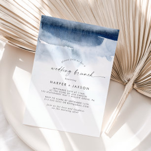 Modern Watercolor   Blue Wedding Brunch Invitation