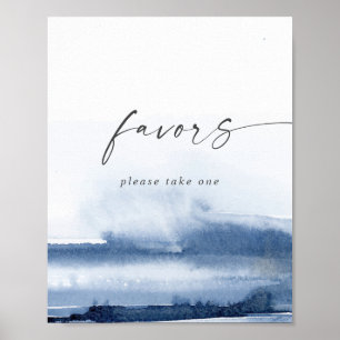 Modern Watercolor   Blue Wedding Favours Sign
