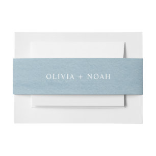 Modern Watercolor Blue Wedding Invitation Belly Band