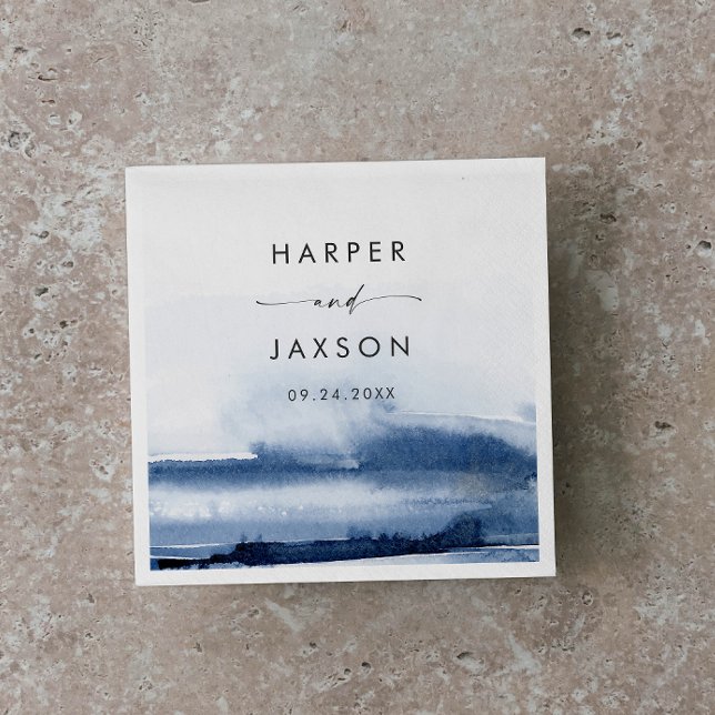 Modern Watercolor | Blue Wedding Napkins (Creator Uploaded)