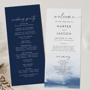 Modern Watercolor Blue Wedding Program