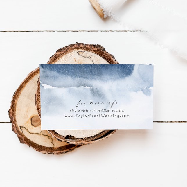 Modern Watercolor | Blue Wedding Website Enclosure Card (Creator Uploaded)