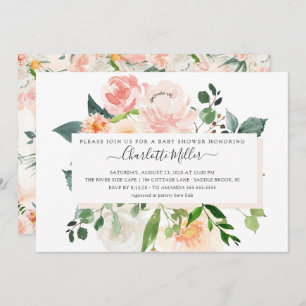 Modern Watercolor Blush Pink Floral Baby Shower Invitation