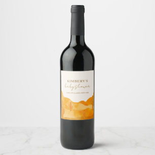 Modern Watercolor Boho Desert Cactus Baby Shower Wine Label