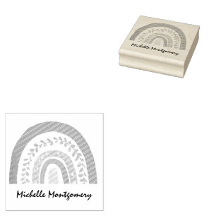 Modern Watercolor Boho Rainbow Custom Girls Cute Rubber Stamp