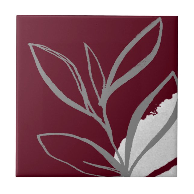 Modern Watercolor Botanical Ceramic Tile (Front)