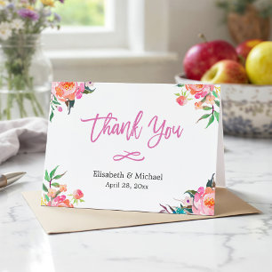 Modern Watercolor Botanical Floral Thank You Card