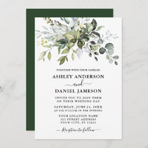 Modern Watercolor Botanical Greenery Wedding Invitation